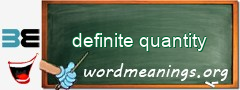 WordMeaning blackboard for definite quantity